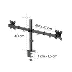 HAMA Стойка за 2 монитора за бюро, регулируема, 13" - 35", 12 кг, Черна