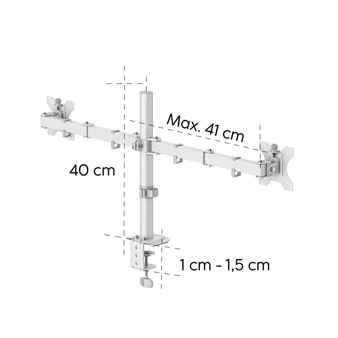 HAMA Стойка за 2 монитора за бюро, регулируема, 13" - 35", 12 кг, Бял
