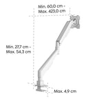 HAMA Стойка за монитор за бюро, 17"-35", регулируема, газова пружина, бял