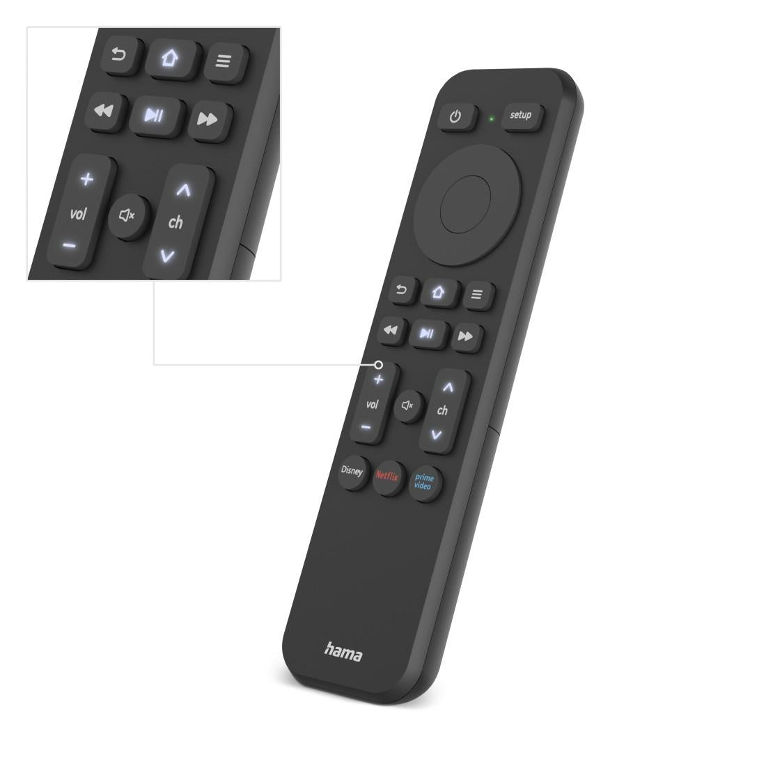 HAMA Дистанционно управление за TV + Netflix, Prime Video, бутони Disney+, програмируемо