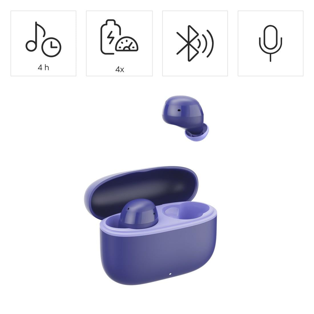 HAMA Блутут слушалки "Freedom Buddy II", True Wireless, Лилав