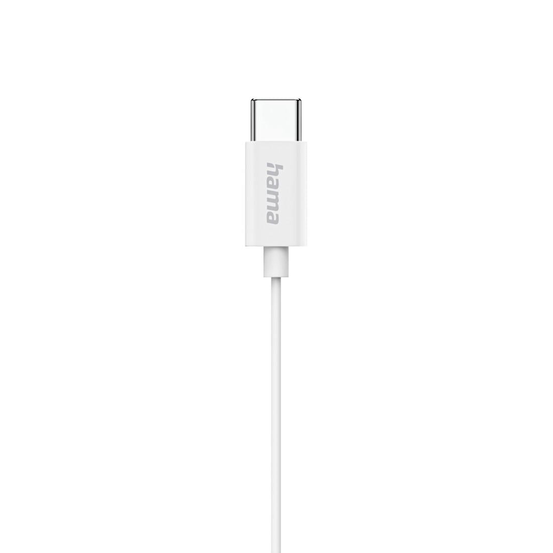 HAMA Слушалки "Season II" USB-C, накрайници, микрофон, защита от прегъване на кабел, бял