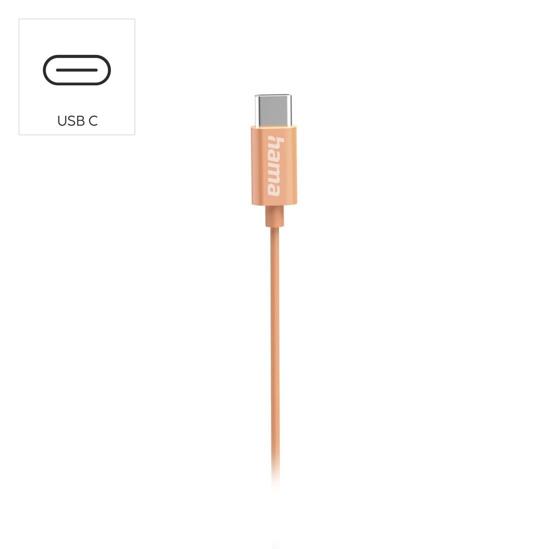 HAMA Слушалки “Curly”, USB-C, микрофон, оранжев