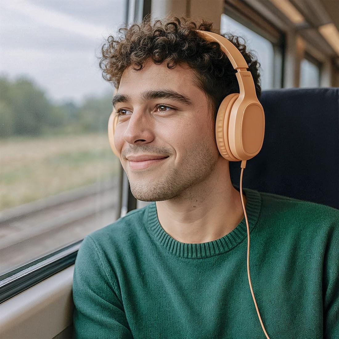 HAMA Слушалки с микрофон "Fun C", USB-C, водач за кабел от едната страна, Оранжев