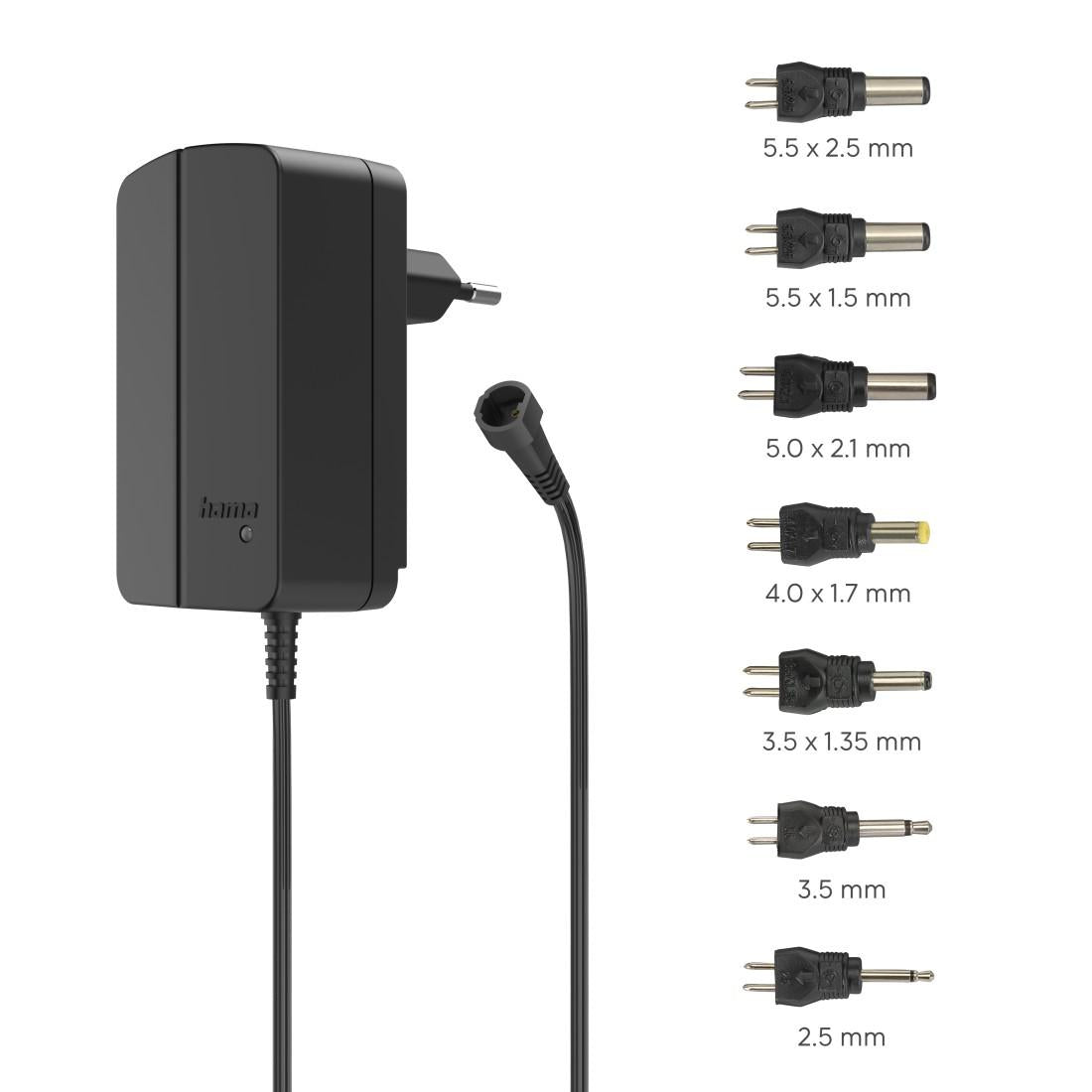 HAMA Универсално захранване, регулируемо, 1500mA, 24W, max. 24V, 7 адаптера
