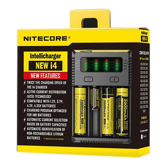 NITECORE i4 Charger, Universal Charger, Li-ion & NiMH, 18650, CR123; AA, AAA, C, D