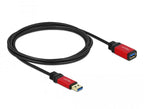 Delock USB-A Male - USB-A Female Extension Cable, 2 m, Premium, Shielded, Black