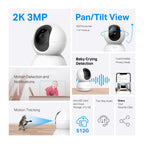 TP-Link Tapo C210P2 Security WiFi Camera, 360°, Pan/Tilt - 2 Pieces