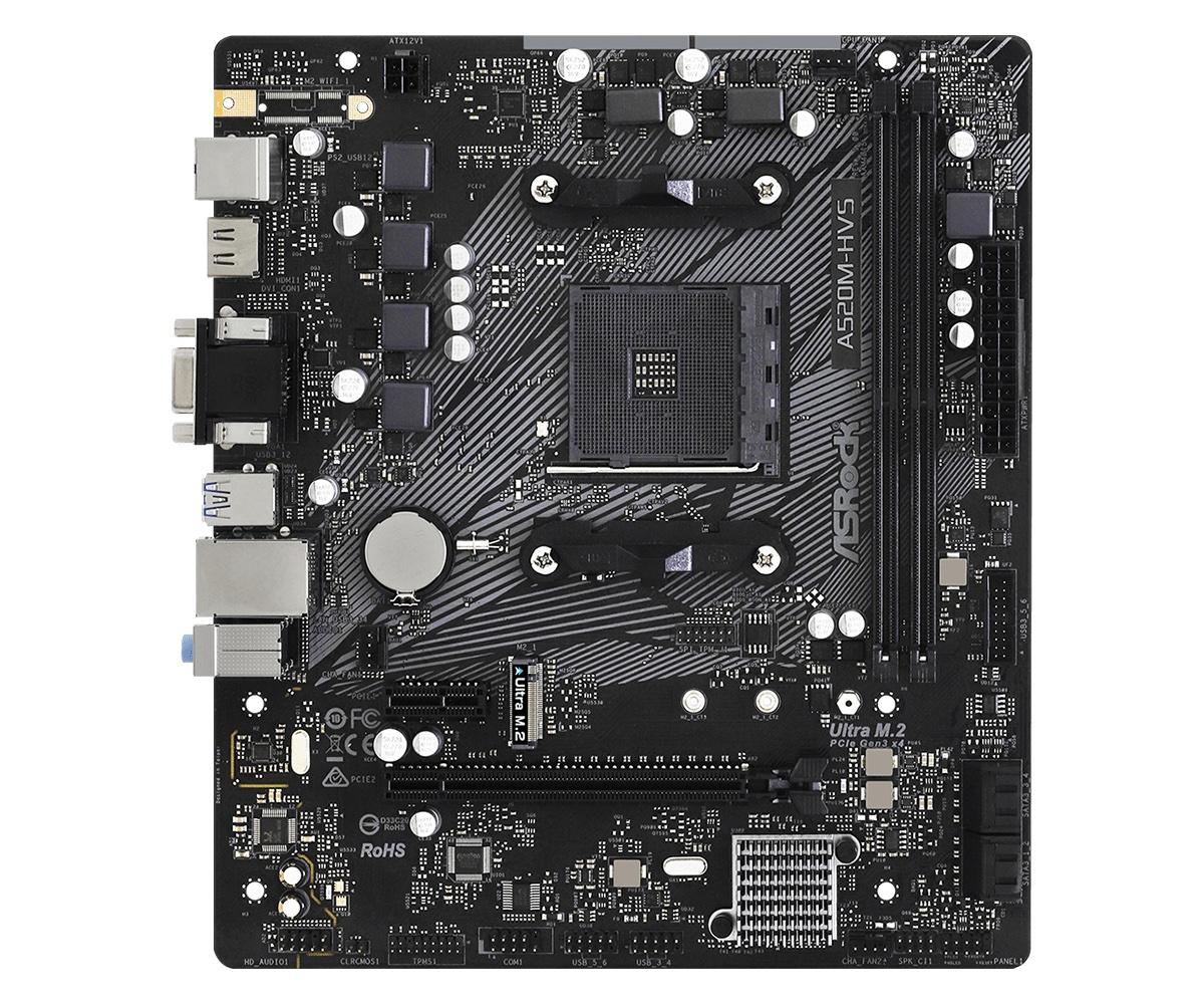 Дънна платка ASRock A520M-HVS, Socket AM4, mATX