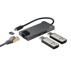 USB-C Hub, 5-Port, 2 x USB-A, 1 x USB-C, 1 x HDMI, 1 x LAN, Grey