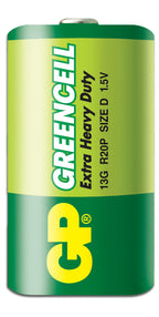 Цинк карбонова батерия GP R20, Greencell 13G-U2, 2 бр. в опаковка, blister, 1.5V
