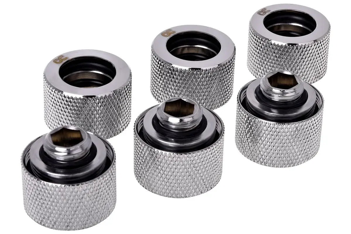 Комплект фитинги Alphacool HT 16mm - G1/4, 90°, Хром, 6-pack