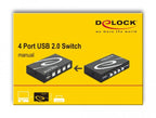 Delock Manual Switch, 4 x USB 2.0 ports, Black