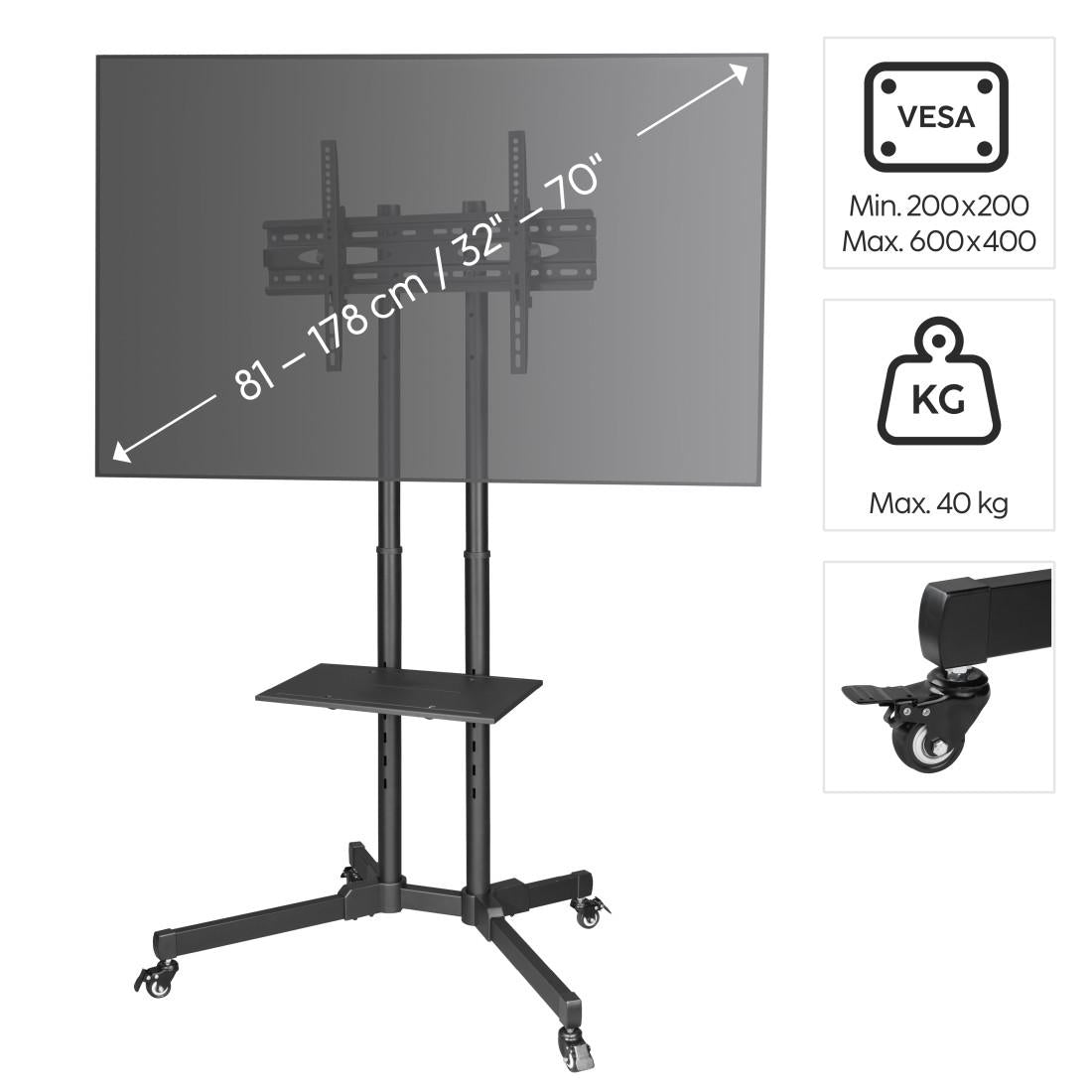 HAMA Мобилна стойка за TV Trolley , до / 75", 220874