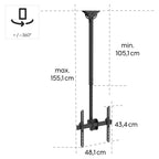 Hama TV Ceiling Mount, Swiveling, Tilting, 165 cm (65") up to 50 kg, 220878