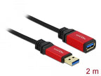 Delock USB-A Male - USB-A Female Extension Cable, 2 m, Premium, Shielded, Black