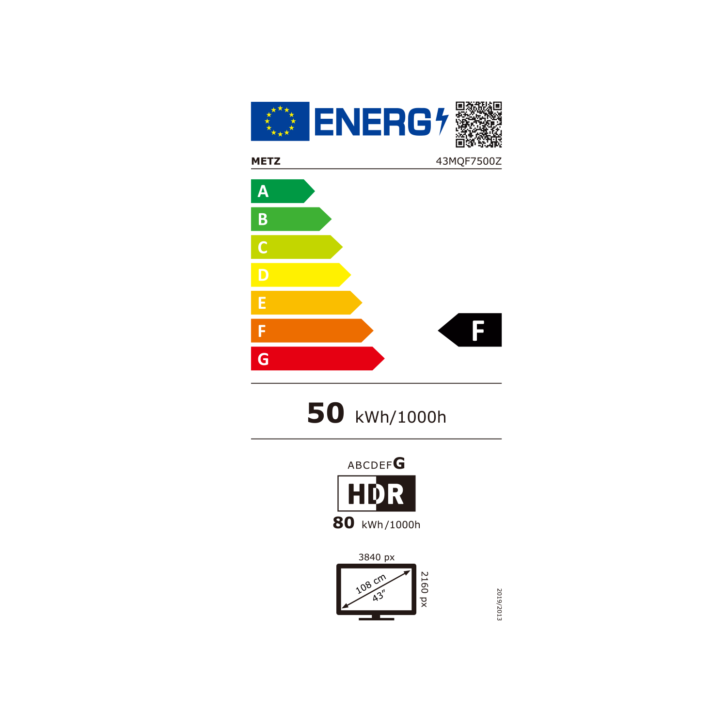 METZ Телевизор 43" 43MUF7000Z UHD LED SMART TV, 4K, Google TV, Клас F