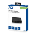 3 Port HDMI Switch ACT, 4K@60Hz, USB, Remote, Black