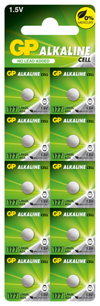 Button alkaline battery GP177 LR-626 / 10 pcs./pack price for 1 pc. / AG4 1.55V GP