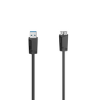 HAMA Cable, USB 3.0 A Male - USB 3.0 Micro-B Male, 1.5 m, 5Gbit/s, Black