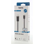 HAMA USB 2.0 to Micro USB Cable, Gold-plated connectors, 0.75 m, 480 Mbit/s, Black