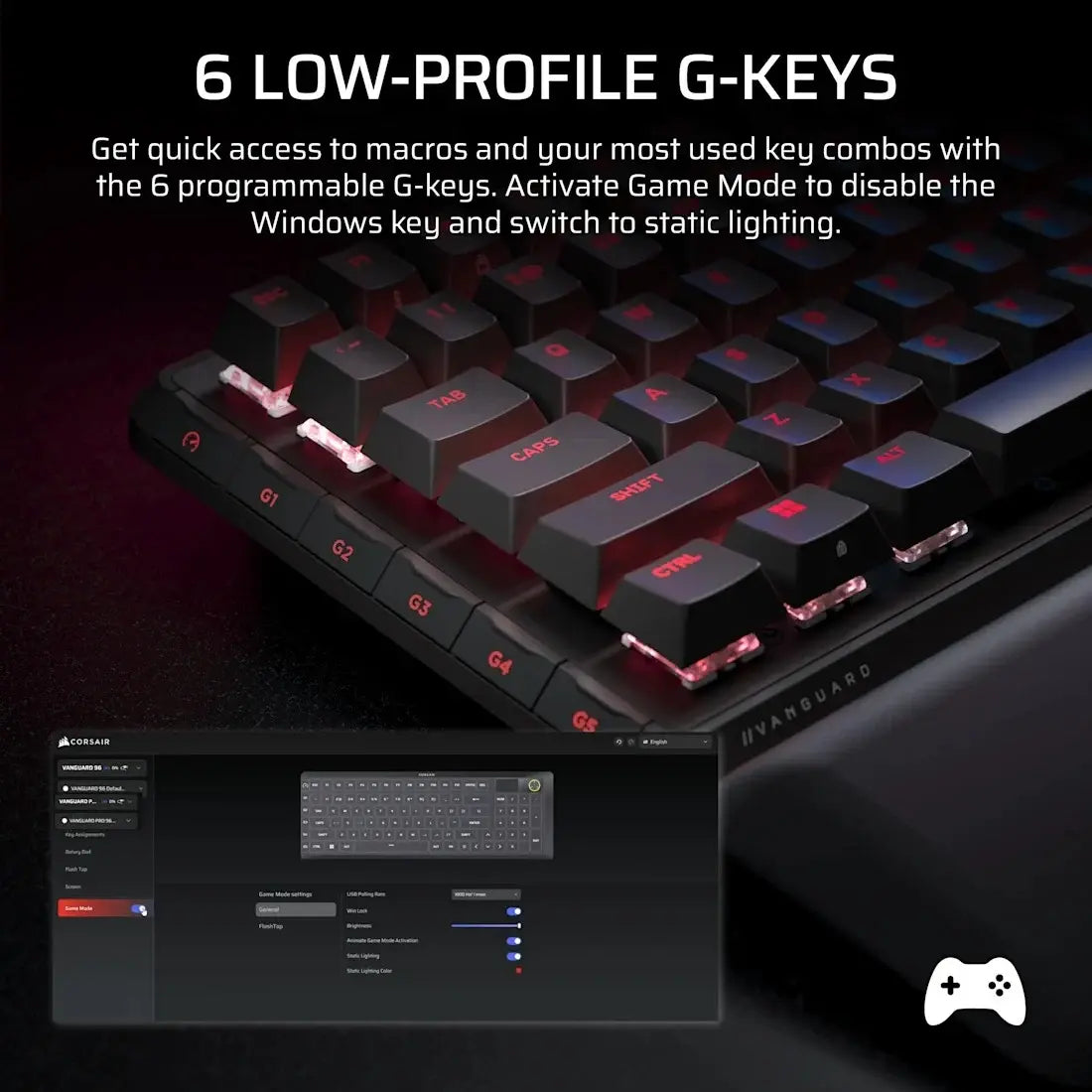 Геймърскa механична клавиатура Corsair Vanguard Pro 96 Hall Effect - Hyperdrive Magnetic Switch