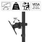 HAMA Adjustable Desk Mount for 2 Monitors, 13" - 32", 8 kg, Swivel/Tilt, Black