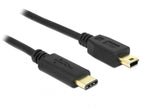 Cable DeLock, USB-C male - USB-B male, USB 2.0, 0.5 m, Black
