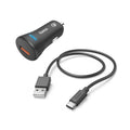 Зарядно за кола HAMA 12-24 V /USB-C 3A, 19.5W + кабел, 201615