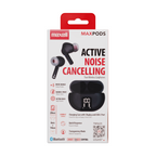 Блутут безжични  слушалки тапи MAXPODS active noise cancelling black  MAXELL Truewireless
