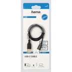 Hama Flexi-Slim USB-C to USB-A 2.0 Male Cable, 0.75m, Slim, Gold-plated, Black