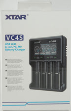 Charger XTAR VC4SL, 4 slots, LCD display, USB, Li-ion & NiMH, 18650, CR123, AA, AAA