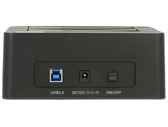 Външна докинг станция Delock 62661, за 2.5"/3.5" HDD/SSD, USB 3.0, Функция за клониране, Черен