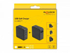 Delock GaN Charger, 2 x USB-C, PD 65 W, EU / US / UK travel adapter