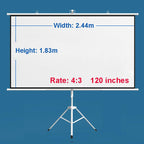 ESTILLO 244 x 183 cm, 120", white with black frame, 4:3, 11 kg Tripod Screen