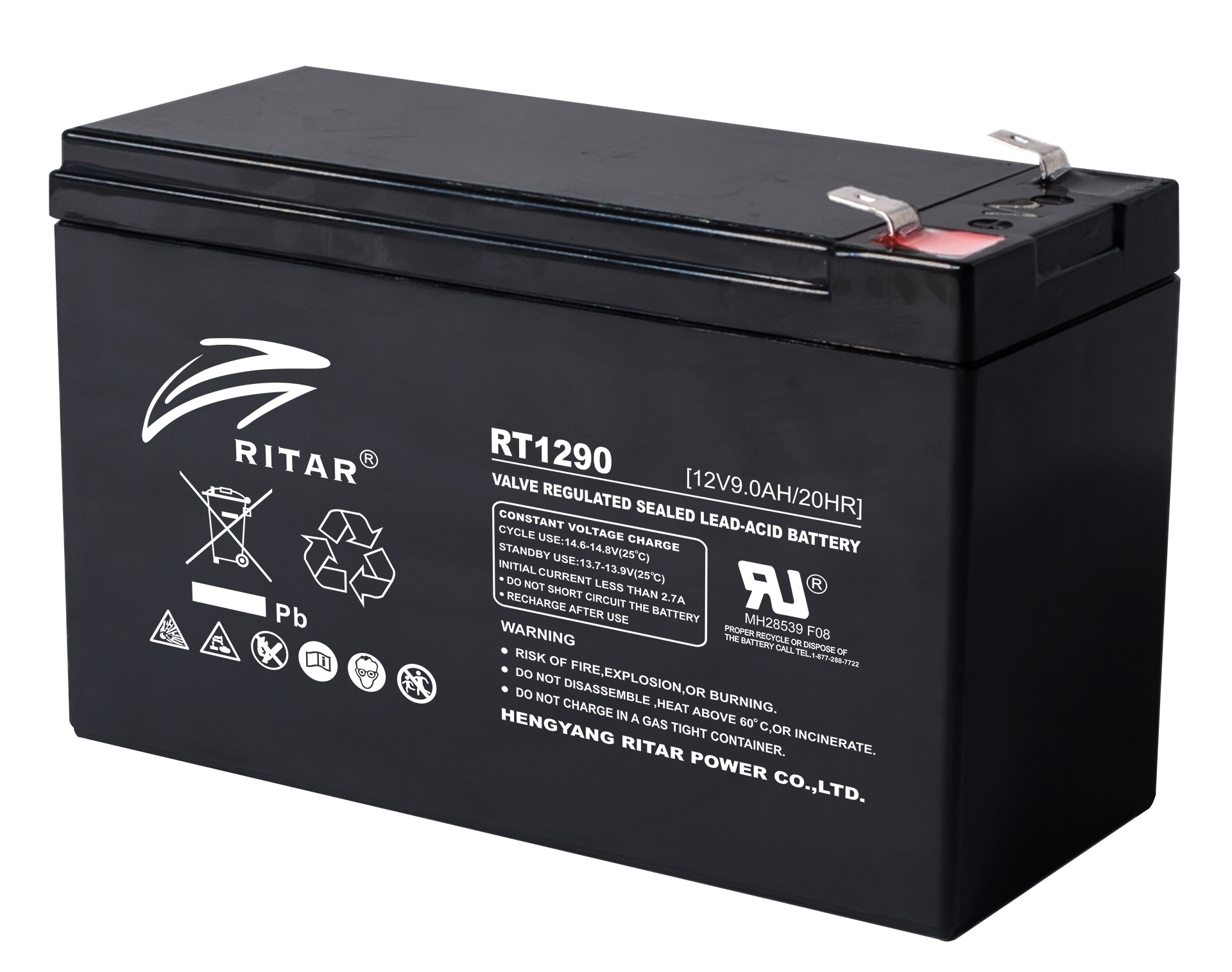 Lead-acid battery RITAR, (RT1290) AGM, 12V, 9Ah, 151/ 65/ 94 mm, Terminal2