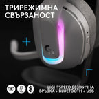 Logitech G522 Lightspeed Wireless RGB Gaming Headset, Microphone, White
