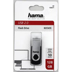 HAMA Rotate USB flash drive, 128GB, 10 MB/s, Black