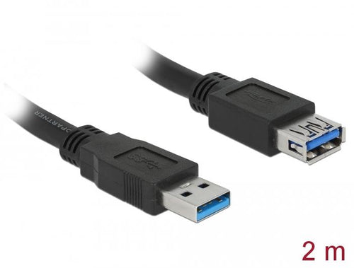 Delock Кабел удължителен екраниран USB 3.0 Type-A мъжко > USB 3.0 Type-A женско 2.0 m black