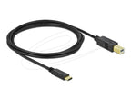 Delock USB-A 2.0 Male to USB-B Male Cable, 2 m, Black