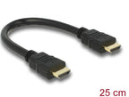 Delock High Speed HDMI Male to HDMI A Male Cable, 4K, 0.25 m, Ethernet