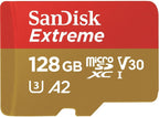 Memory Card SANDISK Extreme microSDXC, 128GB, For Dash Cameras and Drones, SD Adapter