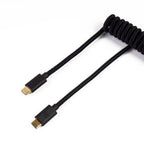 Keychron Coiled Aviator Custom USB Cable, USB-C - USB-C, Black