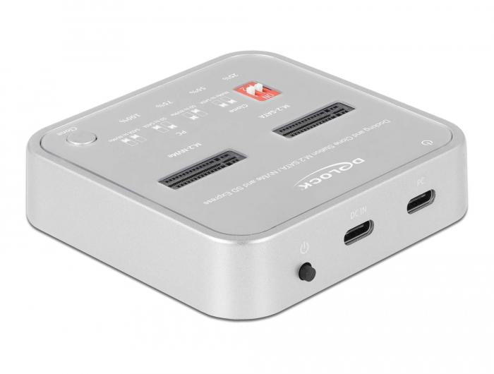 Докинг станция Delock 1 x M.2 NVMe SSD, 1 x M.2 SATA SSD, SD Express Card Reader, Клониране