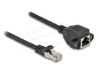 Delock Network Cable Extension S/FTP RJ45 Male to RJ45 Female, Cat. 6A, 25 cm, Black