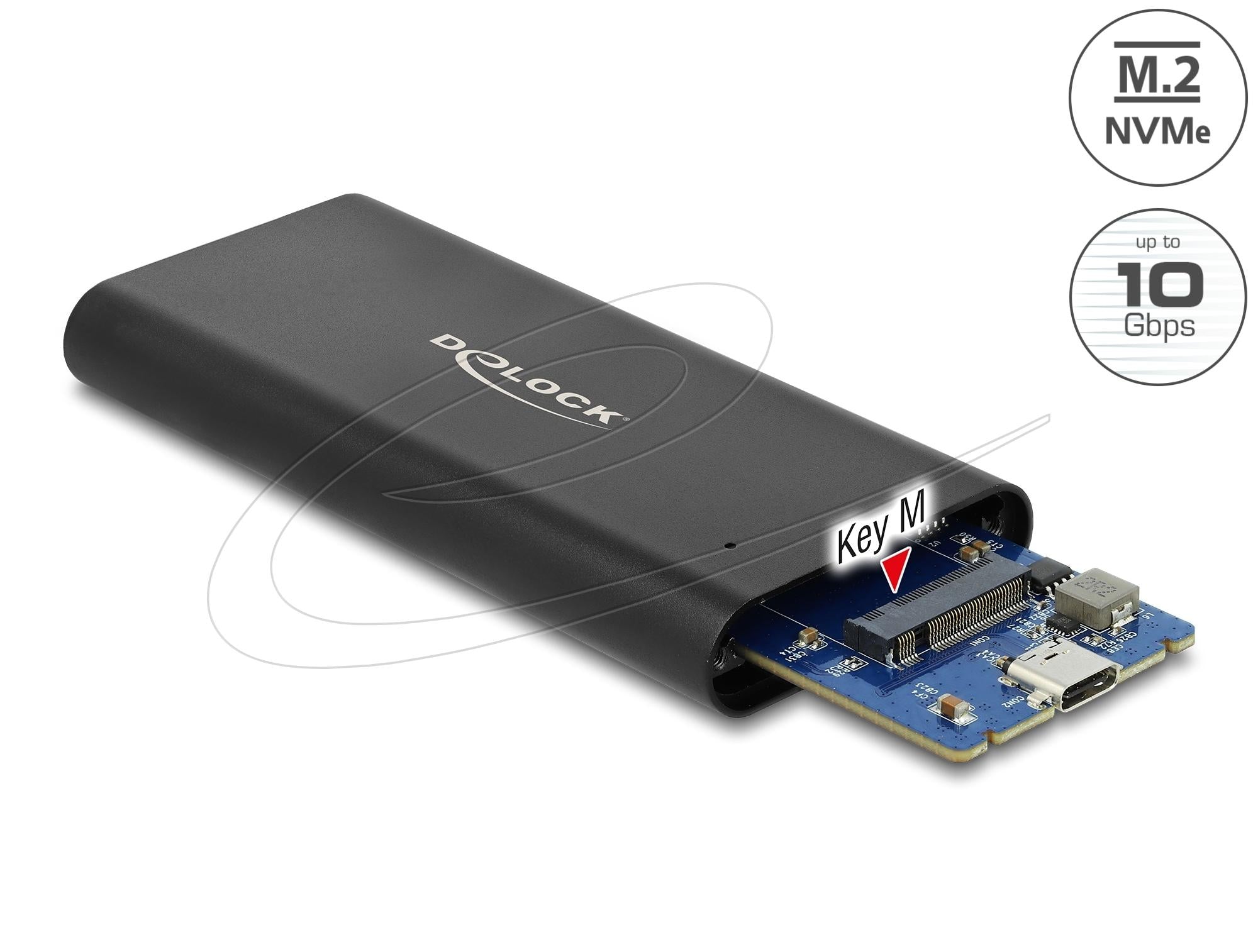 Външно чекмедже Delock за M.2 NVMe PCIe SSD със SuperSpeed USB 10 Gbps (USB 3.1 Gen 2) USB Type-C женски