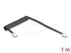 Delock Telephone Cable Spiral RJ11 Plug - RJ11 Plug, Black 1m