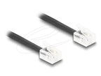 Delock Telephone Cable Spiral RJ11 Plug - RJ11 Plug, Black 1m
