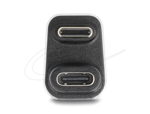 Delock Adapter USB-C male to USB-C female, 180° downward, 40 Gbps PD 3.1 240 W, U-shaped 8K 60 Hz metal