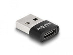 Delock Adapter, USB 2.0, USB Type-A Male - USB Type-C Female, Black